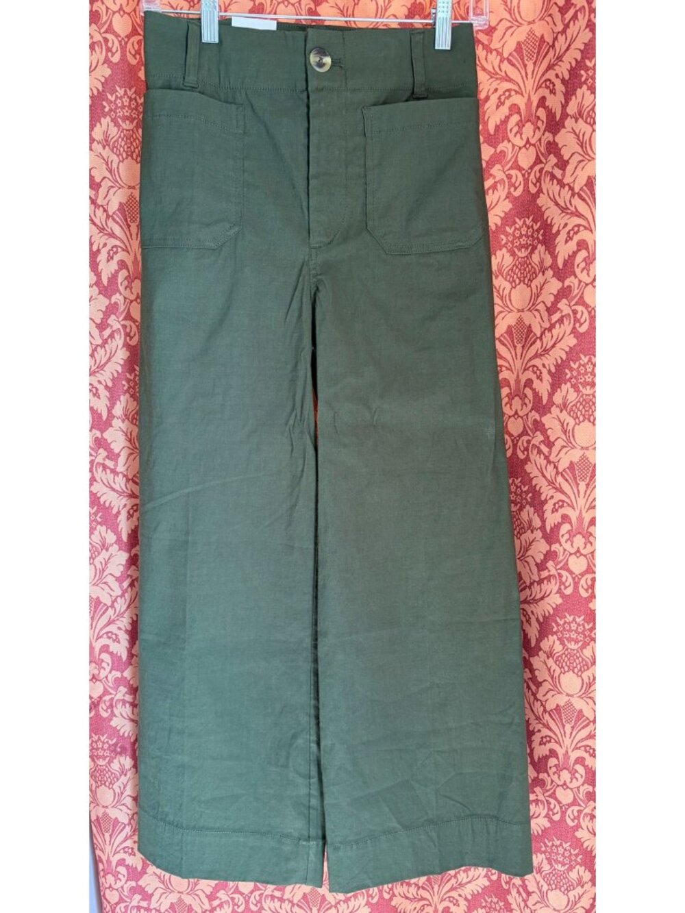 Maeve Anthropologie Colette Linen Wide Leg Pants Green Size 26 NWT